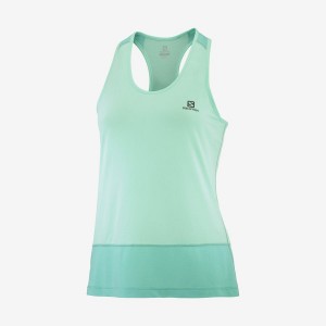 Camiseta Salomon CROSS RUN Mujer Verde Menta | UY 2577QMA