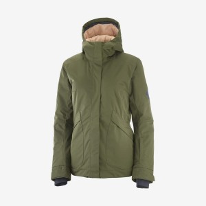 Ski Jackets Salomon SNOW REBEL Mujer Verde Oliva | UY 2430AHK