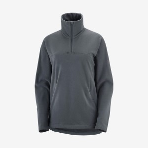 Sudadera con Capucha Salomon ESSENTIAL COSY FLEECE Mujer Gris | UY 2519XYU