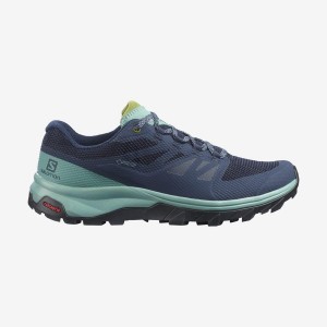 Zapatillas de Senderismo Salomon WoOUTLINE WIDE GORE-TEX Mujer Azul Marino | UY 2830ZUT