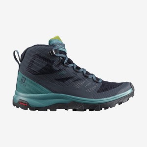 Zapatillas de Senderismo Salomon WoOUTLINE MID GORE-TEX Mujer Negras Verde | UY 2791GSO