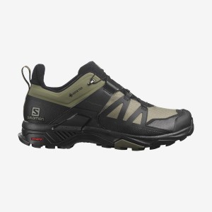 Zapatillas de Senderismo Salomon X ULTRA 4 WIDE GORE-TEX Hombre Verde Oliva Negras | UY 3552FDN