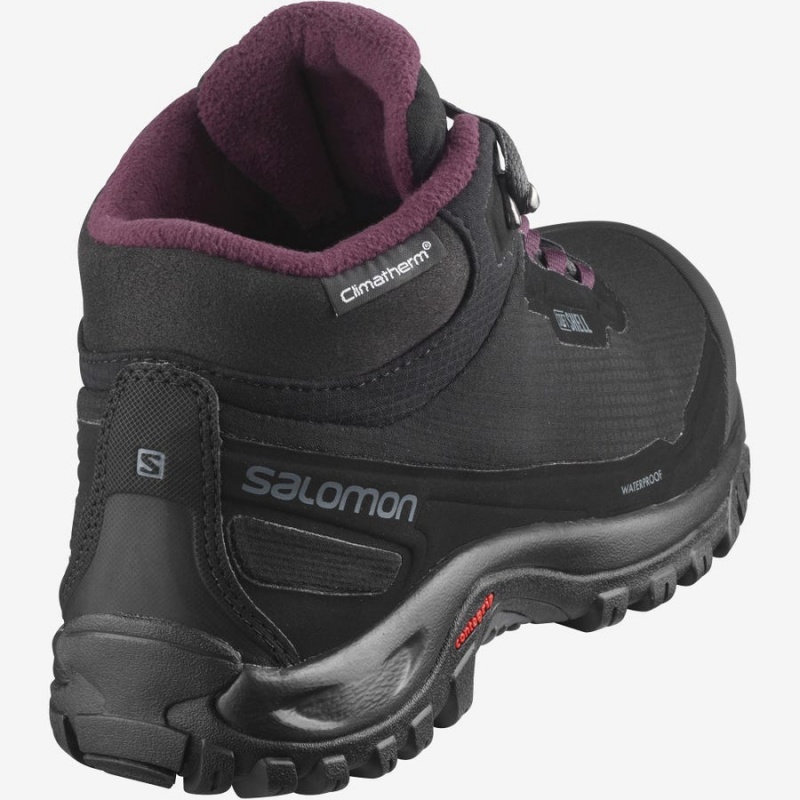 Botas de Invierno Salomon SHELTER CLIMASALOMON™ WATERPROOF Mujer Negras | UY 2606TCE