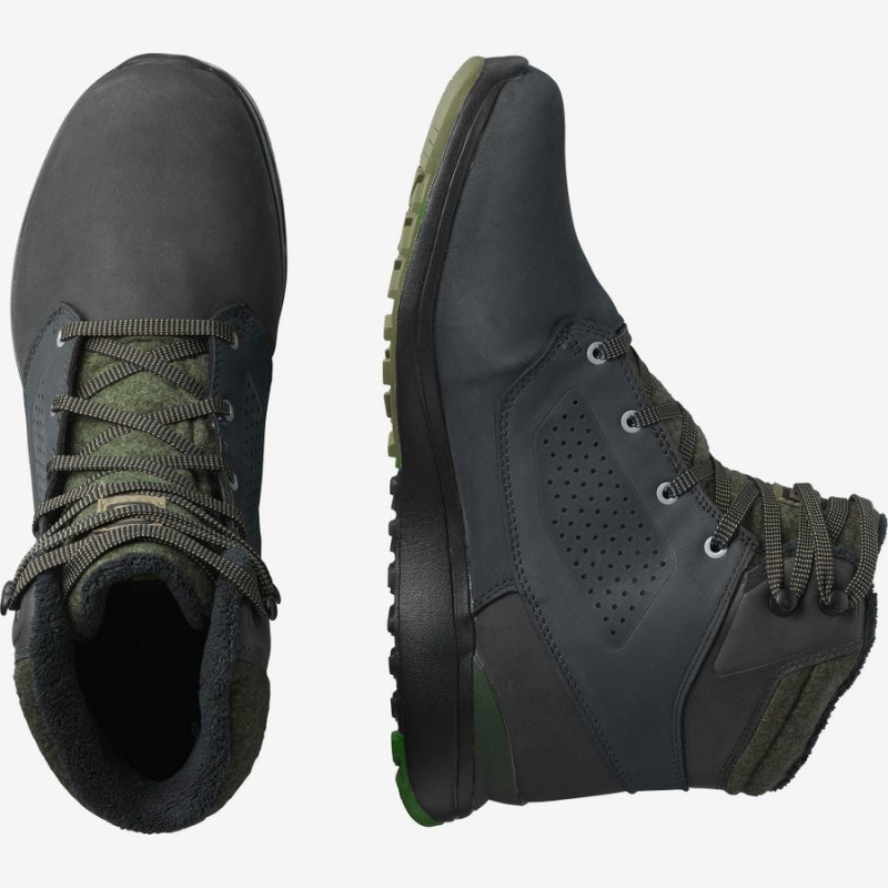 Botas de Invierno Salomon UTILITY WINTER CLIMASALOMON™ WATERPROOF Hombre Negras Verde | UY 3383WNB