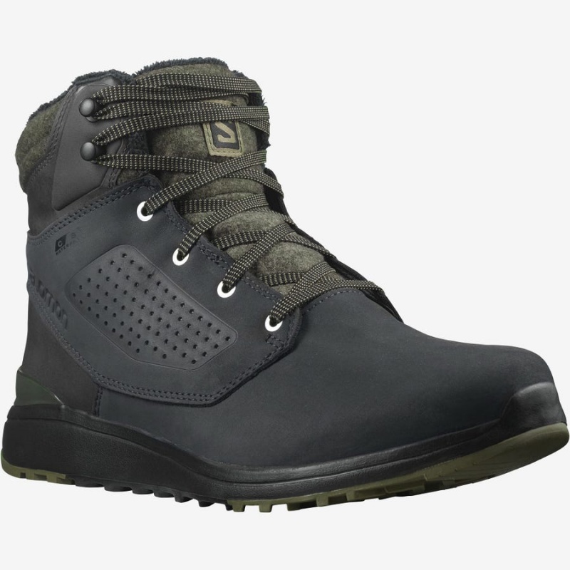 Botas de Invierno Salomon UTILITY WINTER CLIMASALOMON™ WATERPROOF Hombre Negras Verde | UY 3383WNB