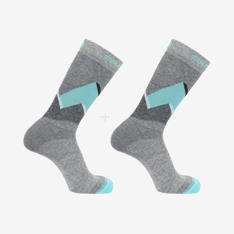 Calcetines Salomon OUTLINE CREW 2-PACK Hombre Gris Turquesa | UY 2947GSO