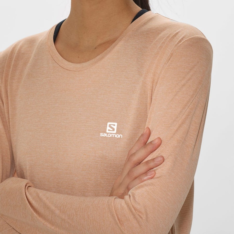 Camiseta Salomon AGILE Mujer Beige | UY 2560AHK