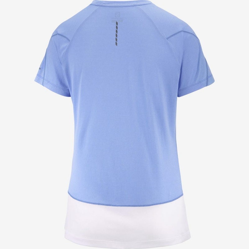 Camiseta Salomon CROSS RUN GRAPHIC Mujer Blancas Azules | UY 2546VRW