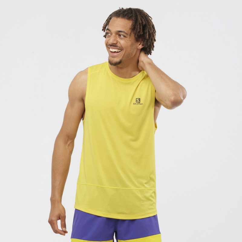 Camiseta Salomon CROSS RUN Hombre Amarillo | UY 3233ILH