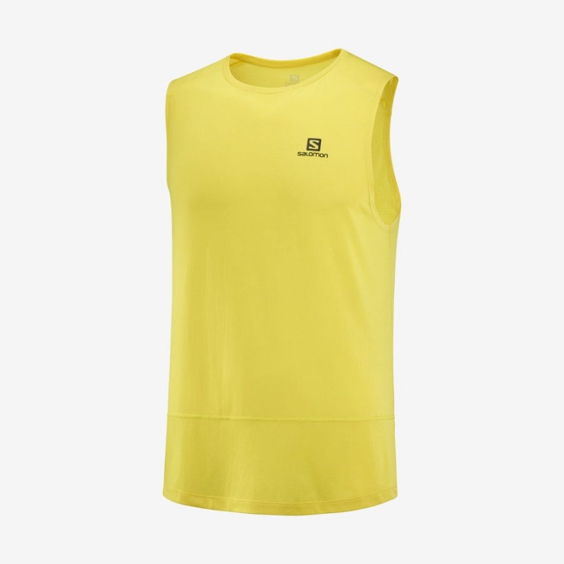 Camiseta Salomon CROSS RUN Hombre Amarillo | UY 3233ILH