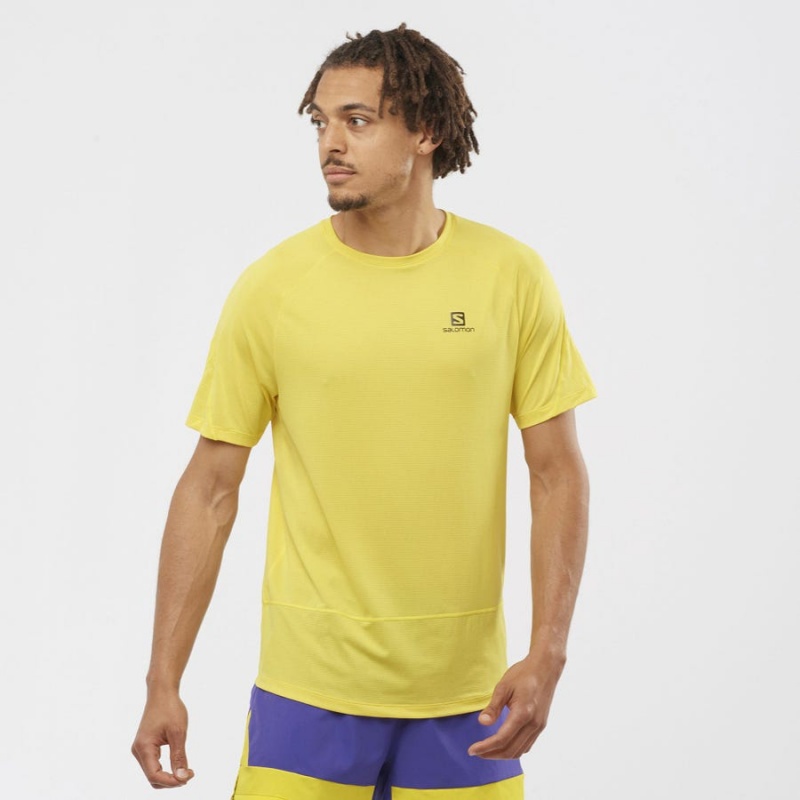 Camiseta Salomon CROSS RUN Hombre Amarillo | UY 3229RVD