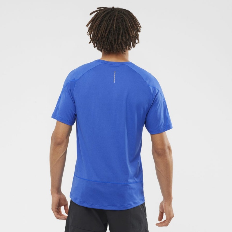 Camiseta Salomon CROSS RUN Hombre Azules | UY 3230TCE