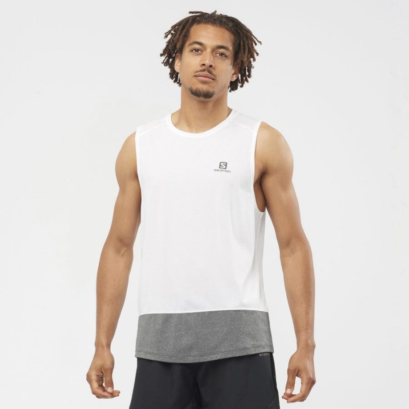 Camiseta Salomon CROSS RUN Hombre Blancas | UY 3234OKI