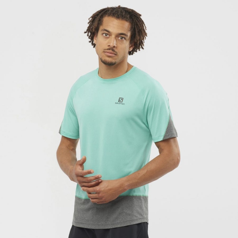 Camiseta Salomon CROSS RUN Hombre Verde Menta | UY 3227WNB