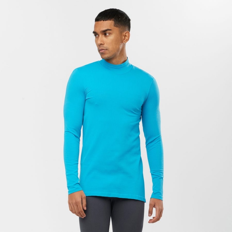 Camiseta Salomon ESSENTIAL SEAMLESS Hombre Azules | UY 3247XYU