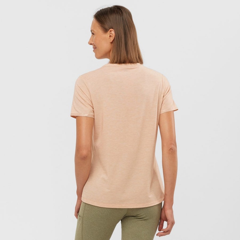 Camiseta Salomon ESSENTIAL TENCEL Mujer Beige | UY 2566HAP