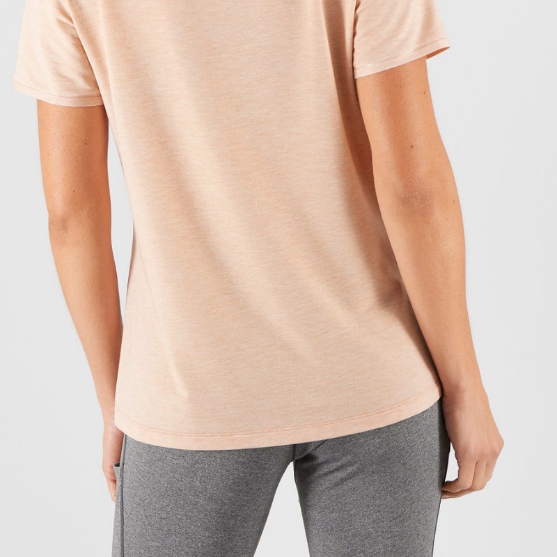 Camiseta Salomon ESSENTIAL TENCEL Mujer Beige | UY 2566HAP