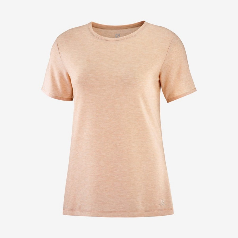 Camiseta Salomon ESSENTIAL TENCEL Mujer Beige | UY 2566HAP