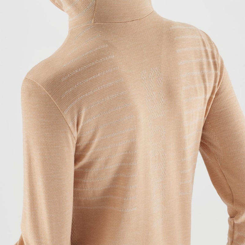 Camiseta Salomon ESSENTIAL WOOL Mujer Beige | UY 2564FDN