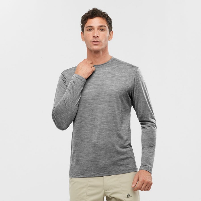 Camiseta Salomon OUTLIFE MERINO BLEND Hombre Gris | UY 3243JPQ