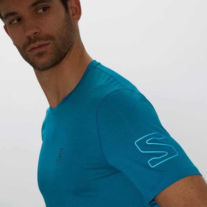 Camiseta Salomon OUTLINE Hombre Azules | UY 3250BEX