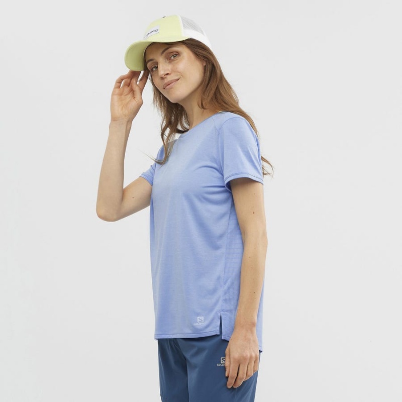 Camiseta Salomon OUTLINE SUMMER Mujer Azules | UY 2551WNB