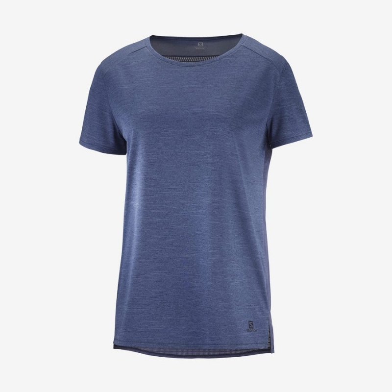 Camiseta Salomon OUTLINE SUMMER Mujer Azul Marino | UY 2549MQZ