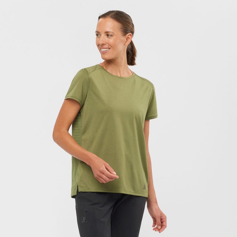 Camiseta Salomon OUTLINE SUMMER Mujer Verde Oliva | UY 2552EBC