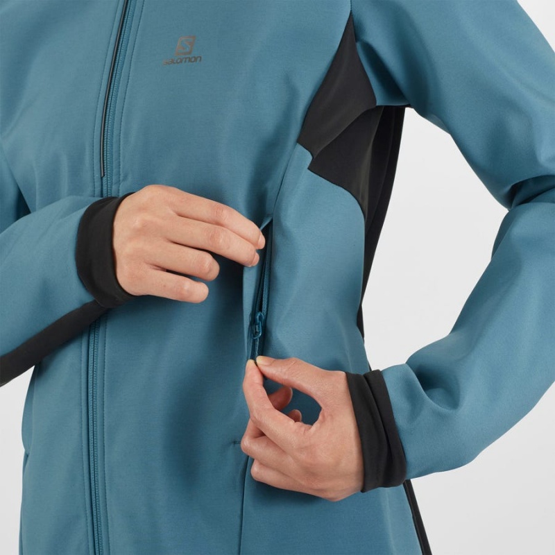 Camperas Salomon AGILE SOFTSHELL Mujer Azules | UY 2434GSO