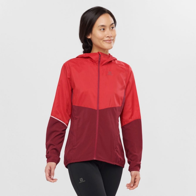 Camperas Salomon AGILE WIND WINDBREAKERS Mujer Rojas | UY 2460FDN