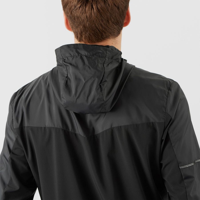 Camperas Salomon AGILE WIND WINDBREAKERS Hombre Negras | UY 3268JPQ