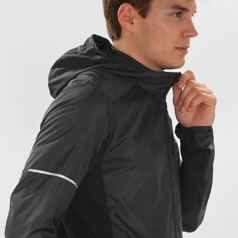 Camperas Salomon AGILE WIND WINDBREAKERS Hombre Negras | UY 3268JPQ