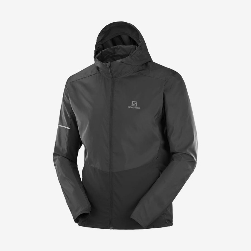 Camperas Salomon AGILE WIND WINDBREAKERS Hombre Negras | UY 3268JPQ