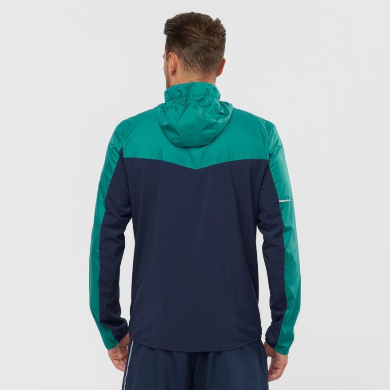 Camperas Salomon AGILE WIND WINDBREAKERS Hombre Negras Verde | UY 3267HAP