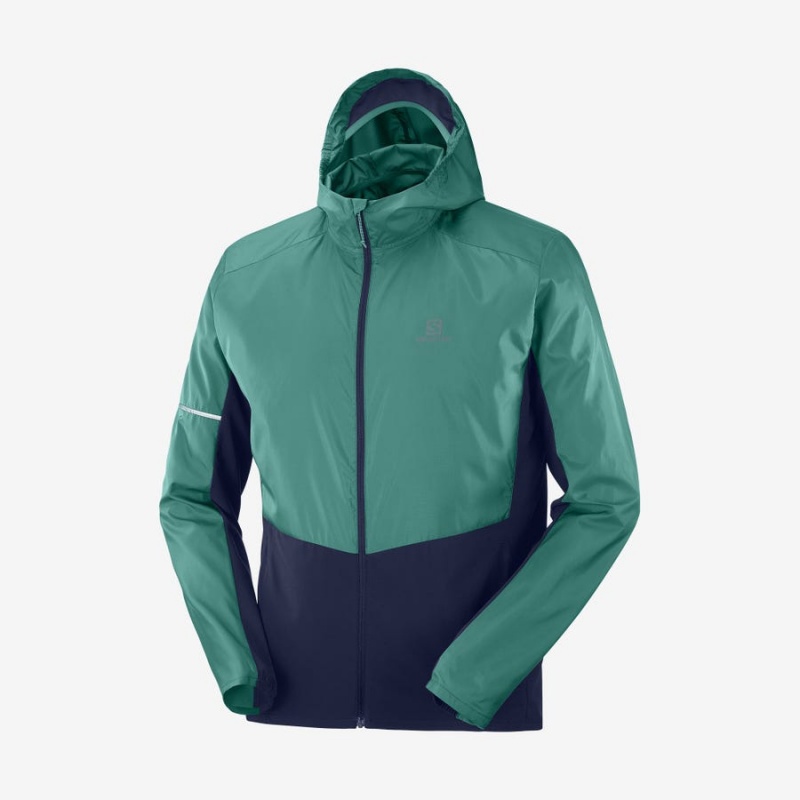 Camperas Salomon AGILE WIND WINDBREAKERS Hombre Negras Verde | UY 3267HAP