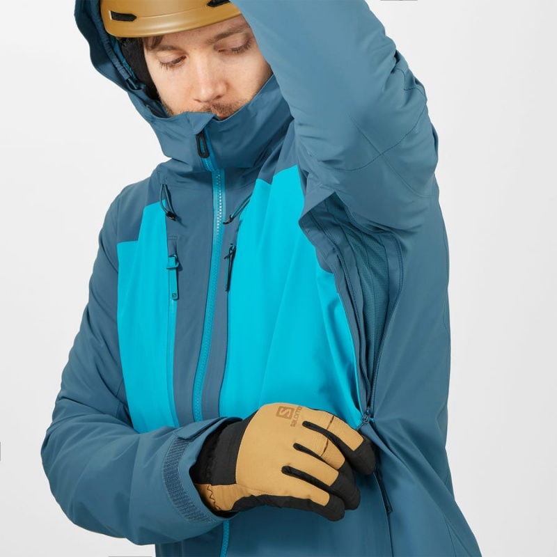 Camperas Salomon HIGHLAND INSULATED Hombre Azules | UY 3297LIS