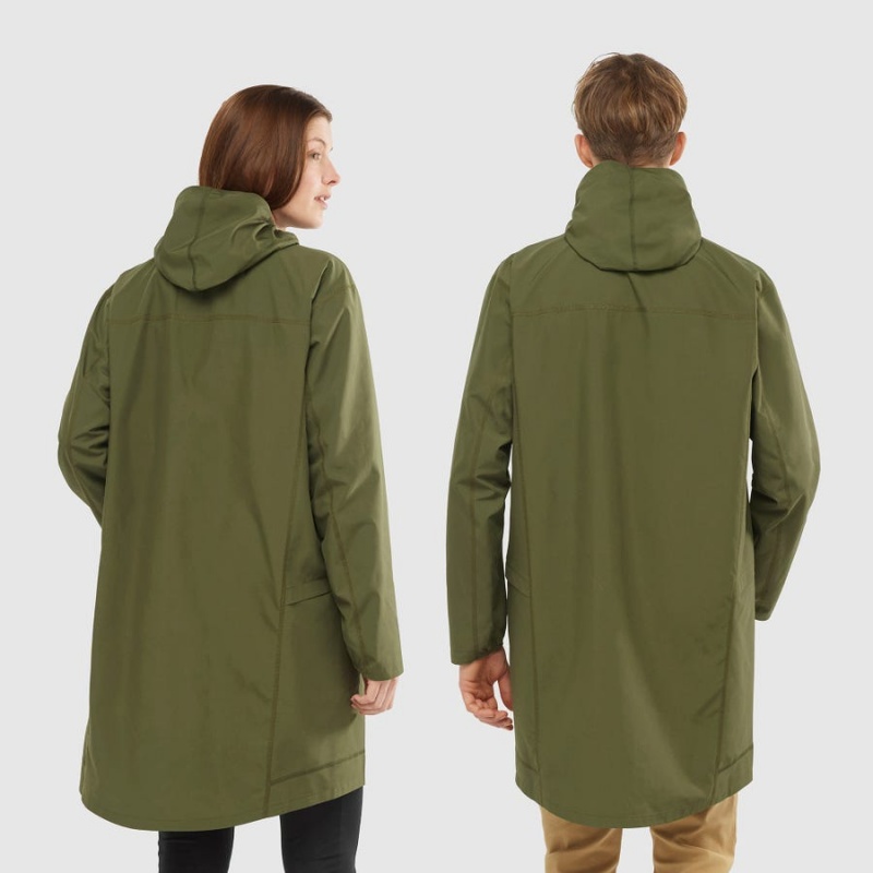 Camperas Salomon OUTLIFE LONG PACKABLE WINDBREAKERS Mujer Verde Oliva | UY 2466ZUT