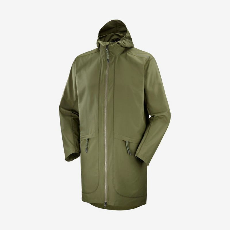 Camperas Salomon OUTLIFE LONG PACKABLE WINDBREAKERS Mujer Verde Oliva | UY 2466ZUT