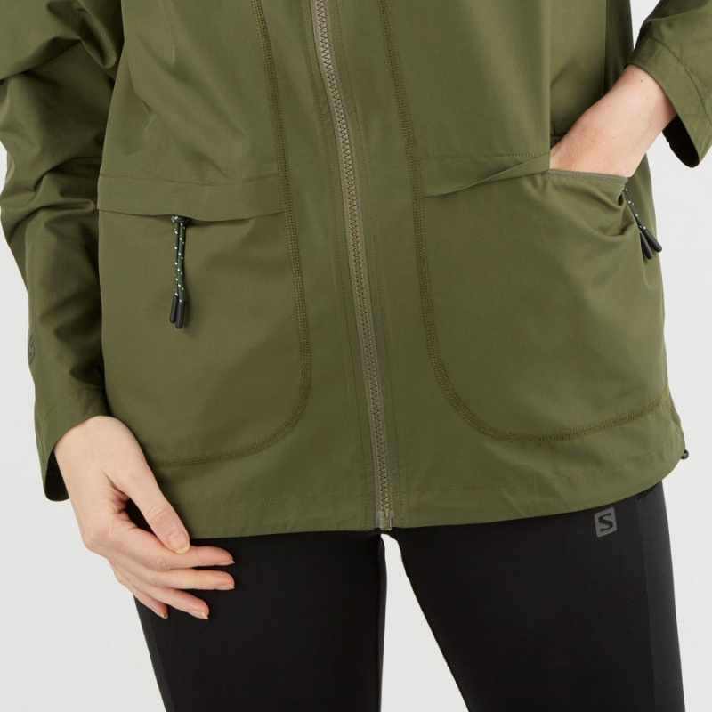 Camperas Salomon OUTLIFE PACKABLE SHELL U WINDBREAKERS Mujer Verde Oliva | UY 2469VRW