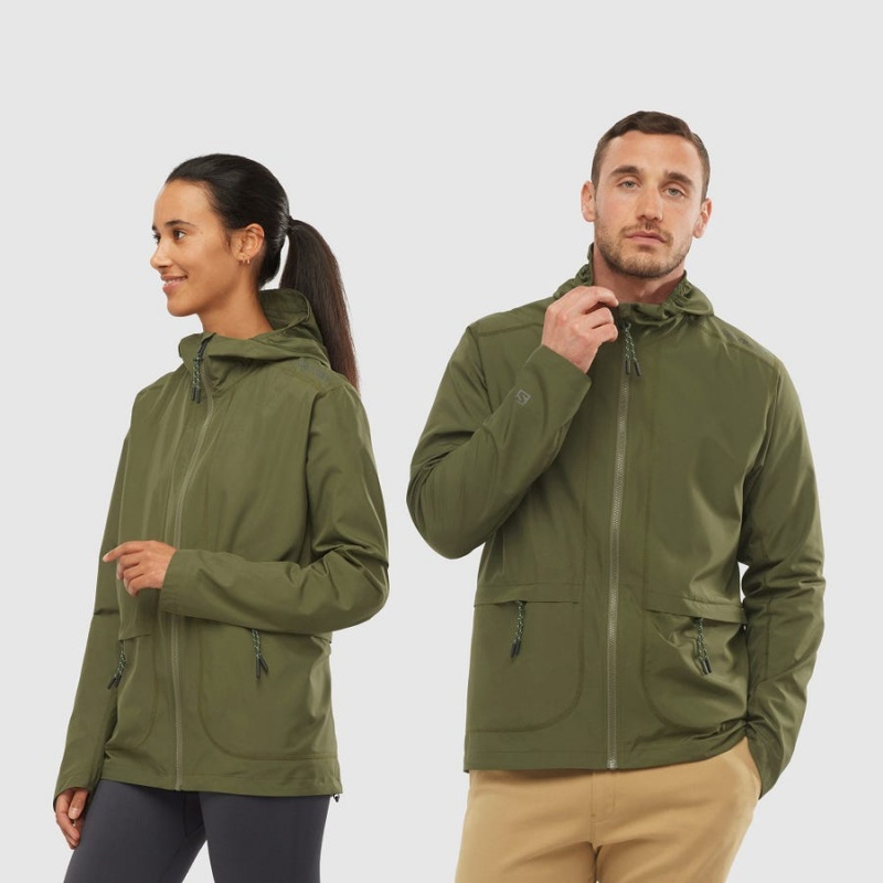 Camperas Salomon OUTLIFE PACKABLE SHELL U WINDBREAKERS Mujer Verde Oliva | UY 2469VRW