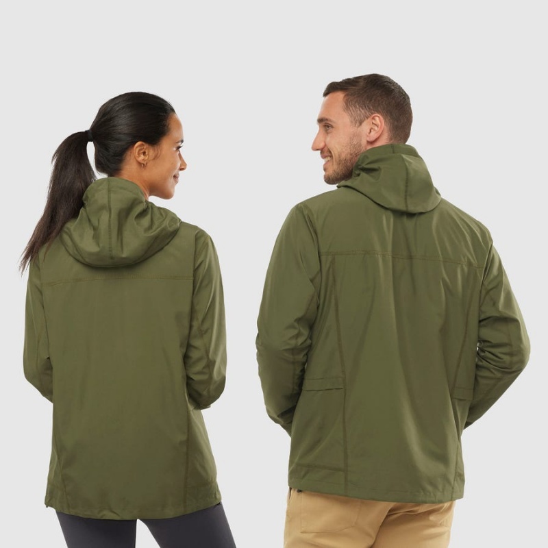 Camperas Salomon OUTLIFE PACKABLE SHELL U WINDBREAKERS Mujer Verde Oliva | UY 2469VRW