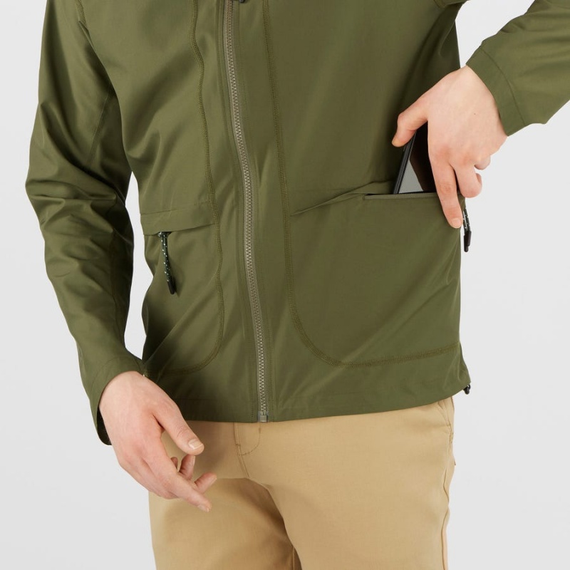 Camperas Salomon OUTLIFE PACKABLE SHELL U WINDBREAKERS Hombre Verde Oliva | UY 3272XYU