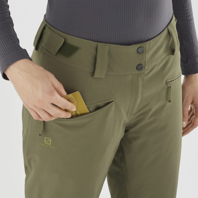 Pantalon Esquí Salomon EDGE Mujer Verde Oliva | UY 2323QMA