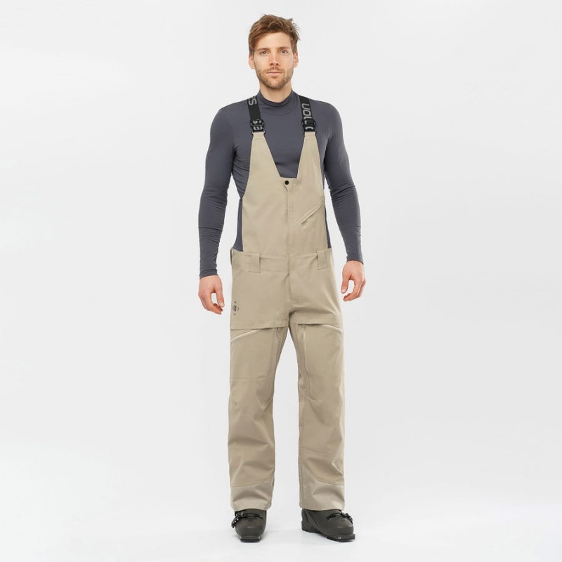 Pantalon Esquí Salomon STANCE 3L BIB Hombre Beige | UY 3128UZG