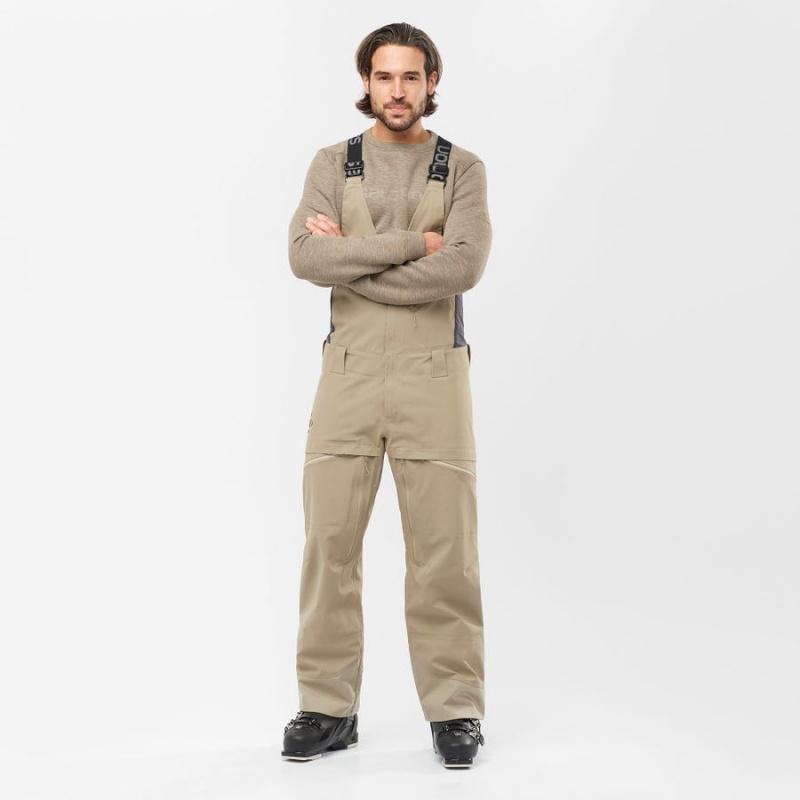 Pantalon Esquí Salomon STANCE 3L BIB Hombre Beige | UY 3128UZG