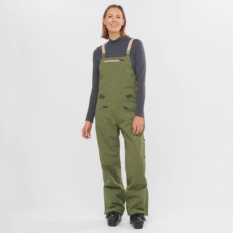 Pantalon Esquí Salomon STANCE 3L BIB Mujer Verde Oliva | UY 2334AHK