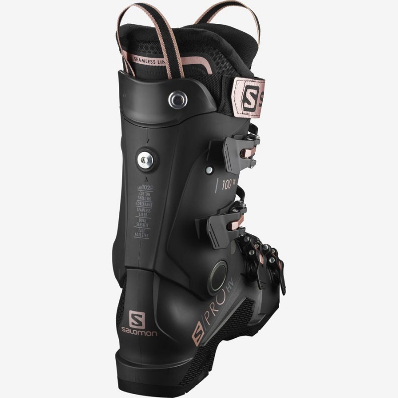 Ski Boots Salomon S/PRO HV 100 Mujer Negras Rosas Doradas | UY 2069SGL