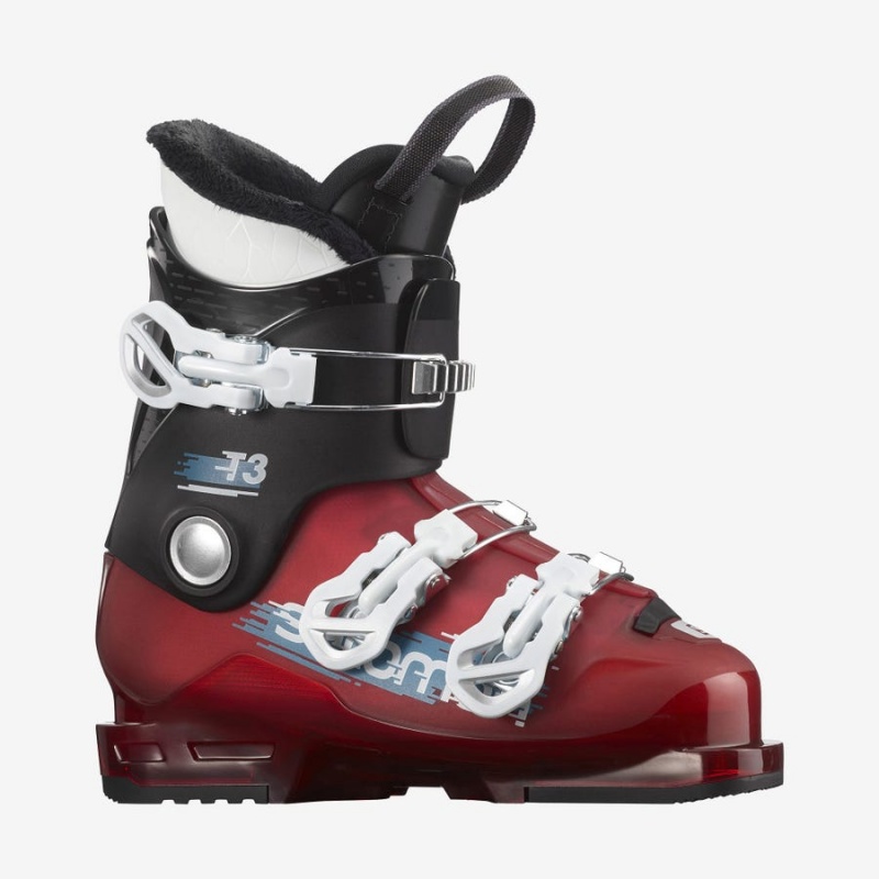 Ski Boots Salomon T3 RT Niños Negras Rojas Blancas | UY 2008CTV