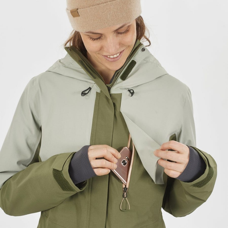 Ski Jackets Salomon PROOF LIGHT Mujer Verde Oliva | UY 2426FDN