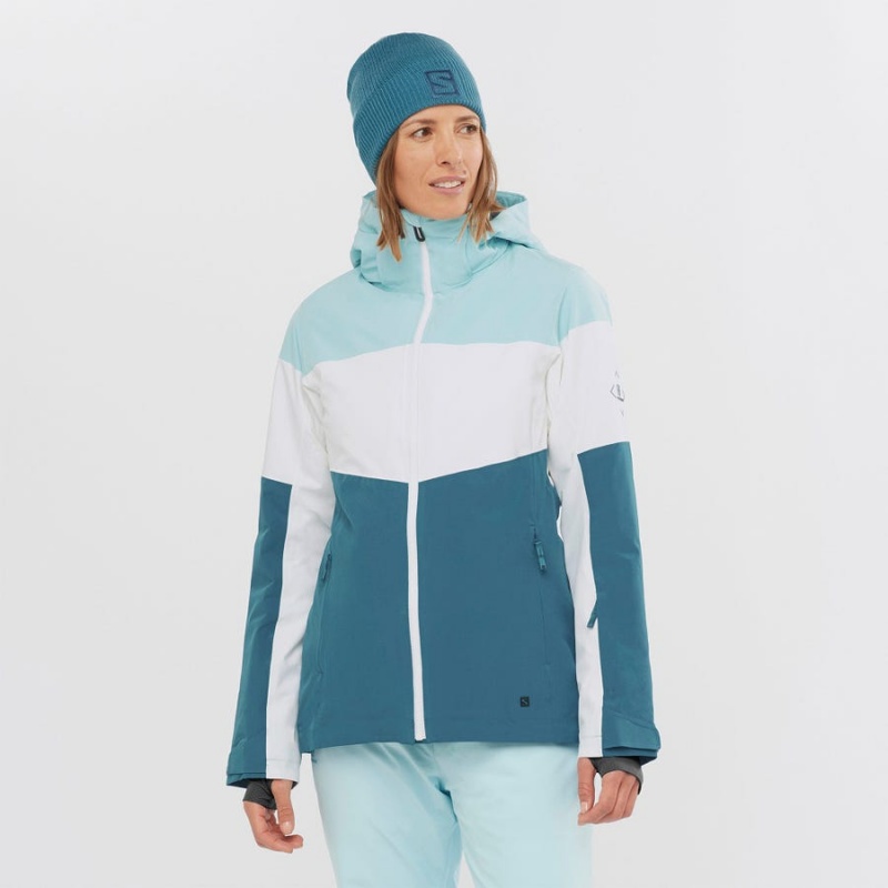 Ski Jackets Salomon SLALOM Mujer Azules | UY 2402OKI